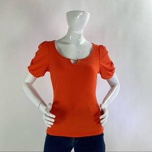 Women’s Medium (M) Orange PALETTE Short Sleeve Ribbed Knit Top